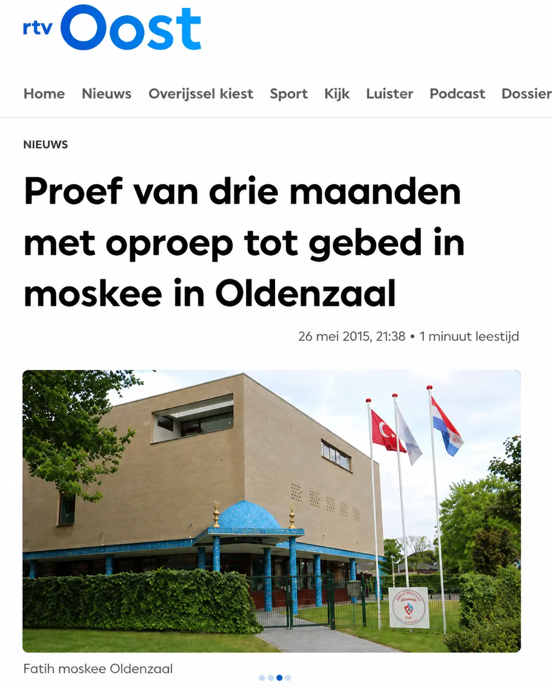 RTV Oost Fatih Moskee haberi